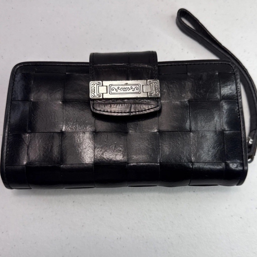 Brighton Black Leather Basket Weave Wallet